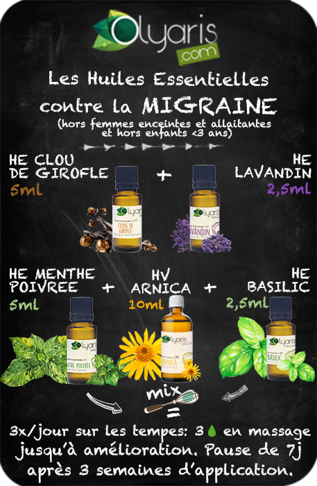 synergie aux huiles essentielles pour soulager la migraine - Olyaris